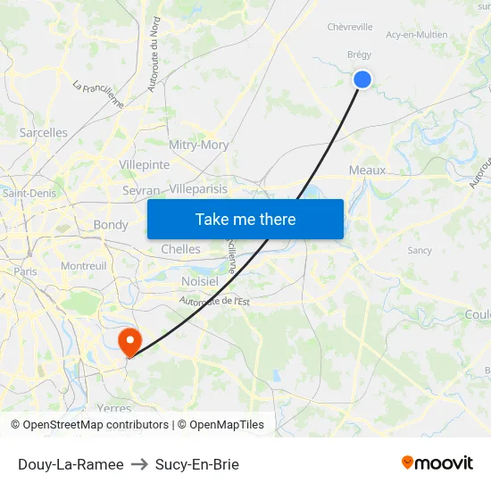Douy-La-Ramee to Sucy-En-Brie map