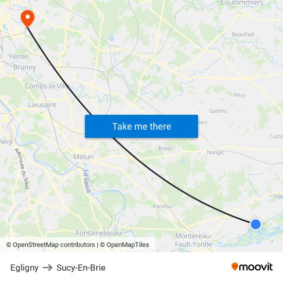 Egligny to Sucy-En-Brie map