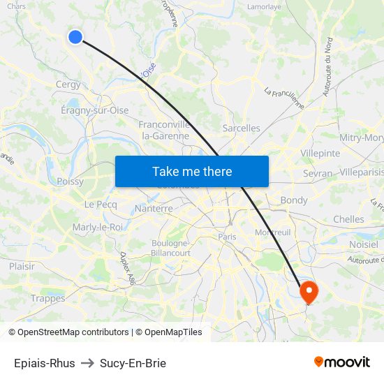 Epiais-Rhus to Sucy-En-Brie map