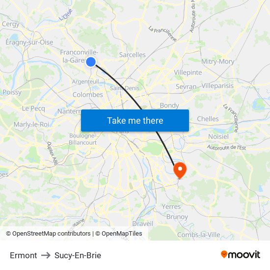 Ermont to Sucy-En-Brie map