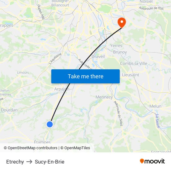 Etrechy to Sucy-En-Brie map