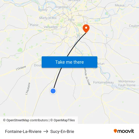 Fontaine-La-Riviere to Sucy-En-Brie map