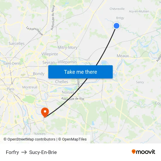 Forfry to Sucy-En-Brie map