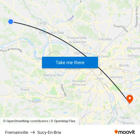 Fremainville to Sucy-En-Brie map