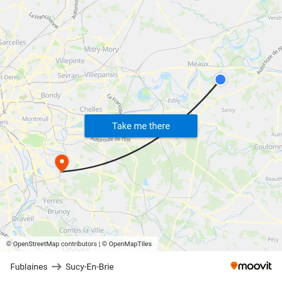 Fublaines to Sucy-En-Brie map