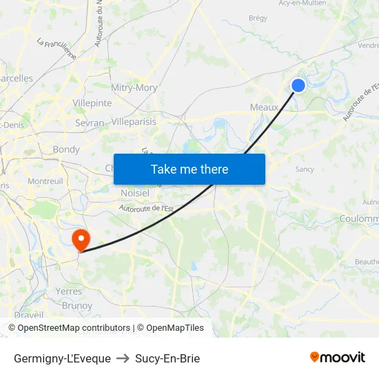 Germigny-L'Eveque to Sucy-En-Brie map