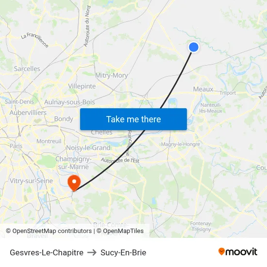 Gesvres-Le-Chapitre to Sucy-En-Brie map