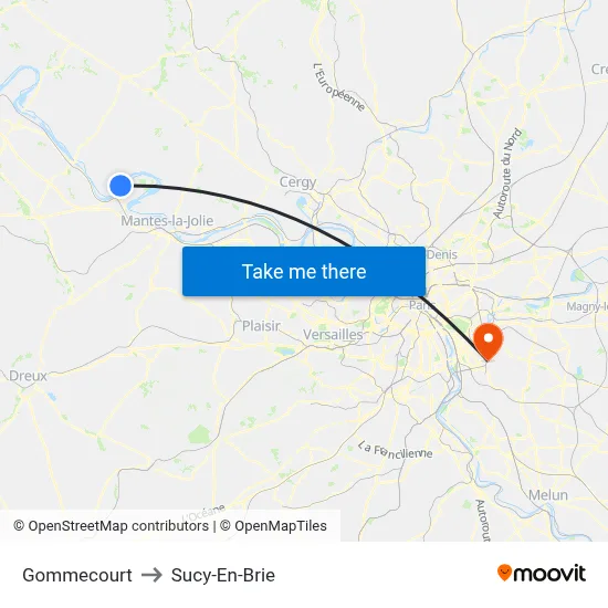 Gommecourt to Sucy-En-Brie map