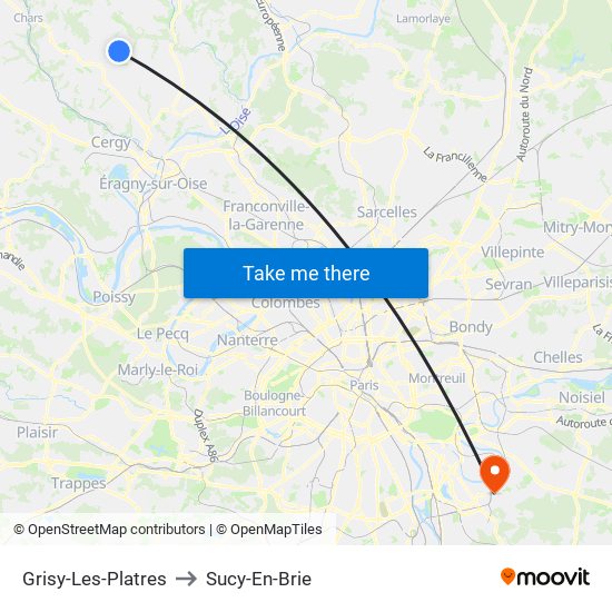 Grisy-Les-Platres to Sucy-En-Brie map