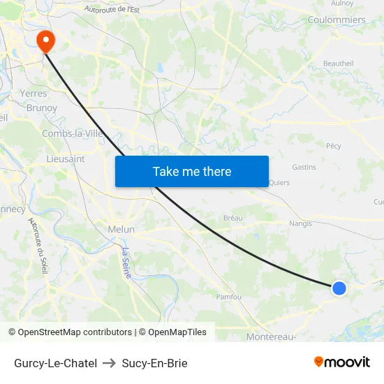 Gurcy-Le-Chatel to Sucy-En-Brie map