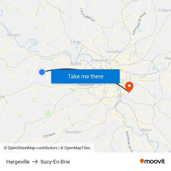 Hargeville to Sucy-En-Brie map