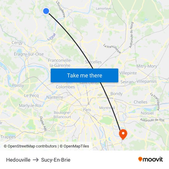 Hedouville to Sucy-En-Brie map
