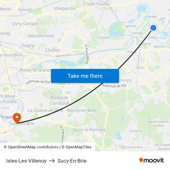 Isles-Les-Villenoy to Sucy-En-Brie map