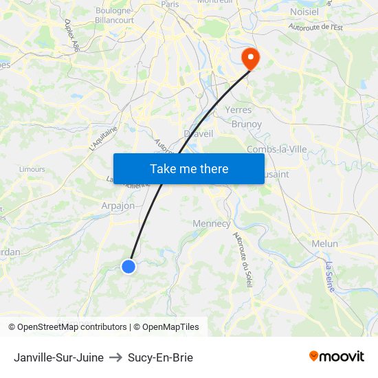 Janville-Sur-Juine to Sucy-En-Brie map