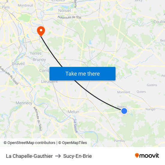 La Chapelle-Gauthier to Sucy-En-Brie map