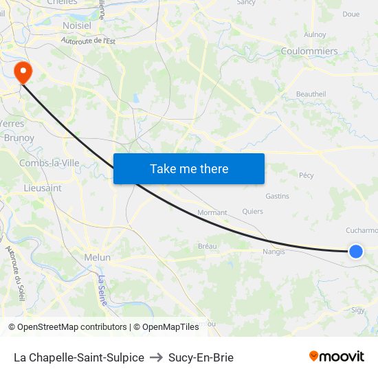 La Chapelle-Saint-Sulpice to Sucy-En-Brie map