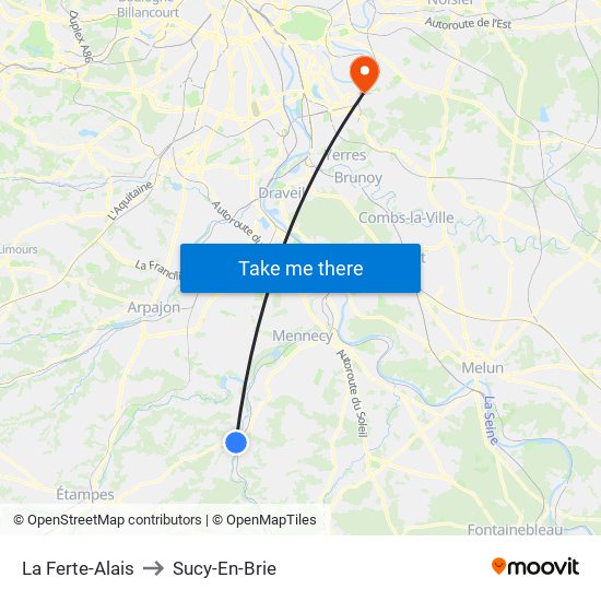 La Ferte-Alais to Sucy-En-Brie map