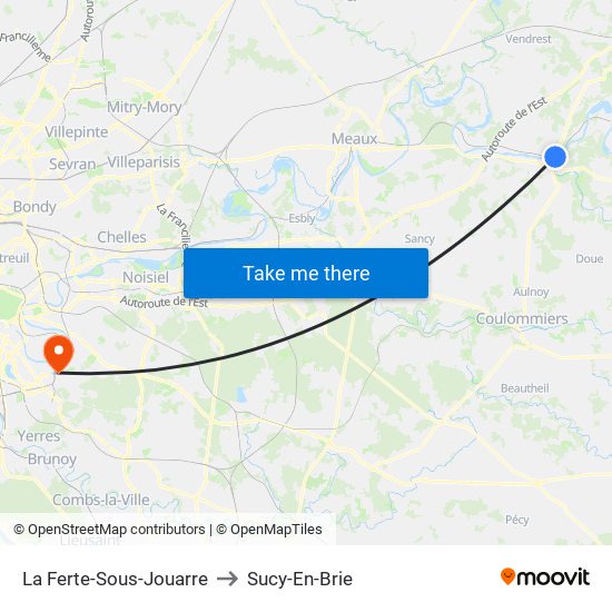 La Ferte-Sous-Jouarre to Sucy-En-Brie map