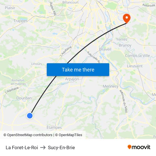 La Foret-Le-Roi to Sucy-En-Brie map