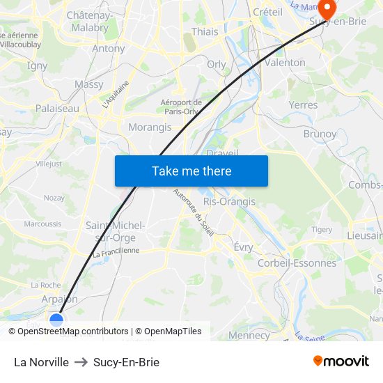 La Norville to Sucy-En-Brie map