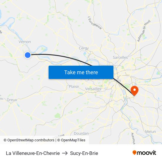 La Villeneuve-En-Chevrie to Sucy-En-Brie map