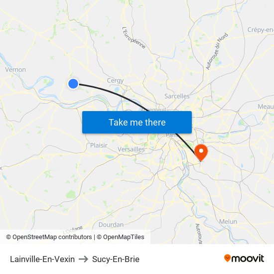 Lainville-En-Vexin to Sucy-En-Brie map