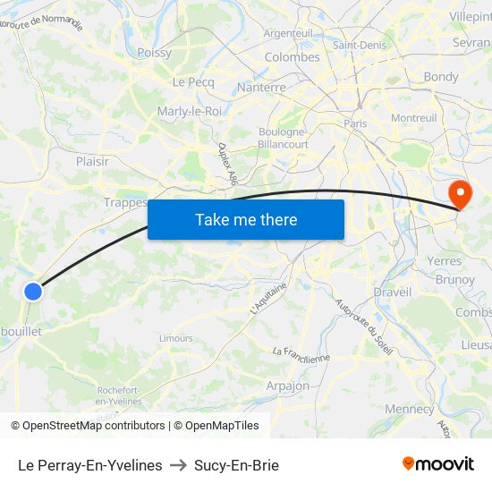 Le Perray-En-Yvelines to Sucy-En-Brie map