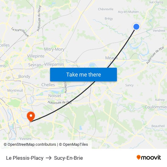 Le Plessis-Placy to Sucy-En-Brie map