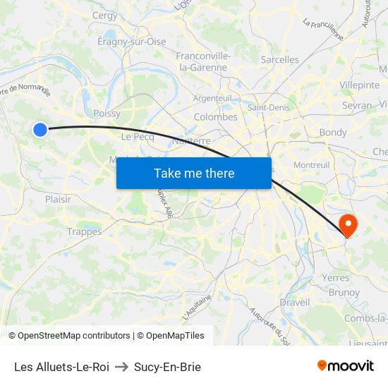 Les Alluets-Le-Roi to Sucy-En-Brie map