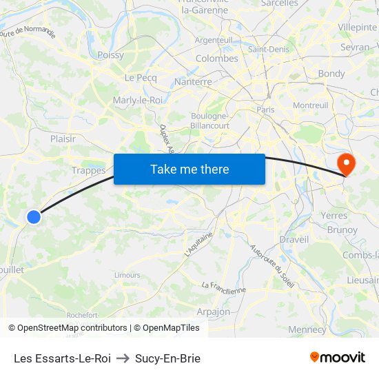 Les Essarts-Le-Roi to Sucy-En-Brie map