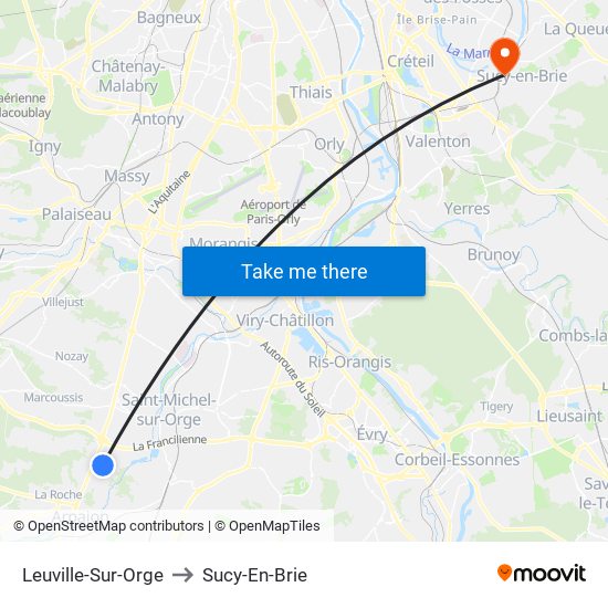 Leuville-Sur-Orge to Sucy-En-Brie map