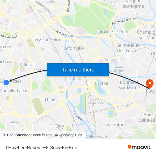 L'Hay-Les-Roses to Sucy-En-Brie map
