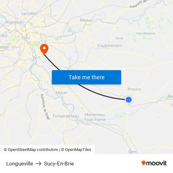 Longueville to Sucy-En-Brie map