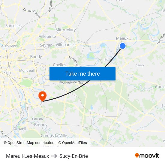 Mareuil-Les-Meaux to Sucy-En-Brie map