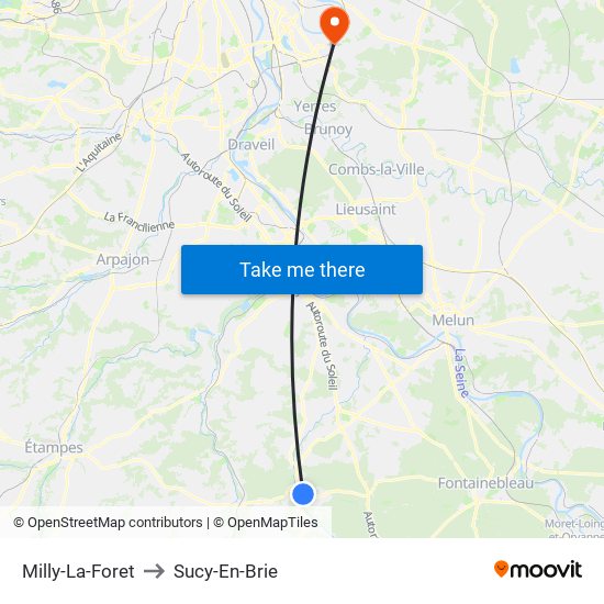 Milly-La-Foret to Sucy-En-Brie map