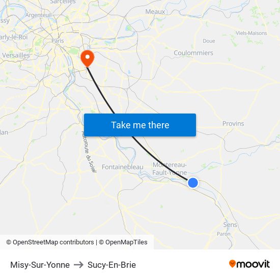 Misy-Sur-Yonne to Sucy-En-Brie map