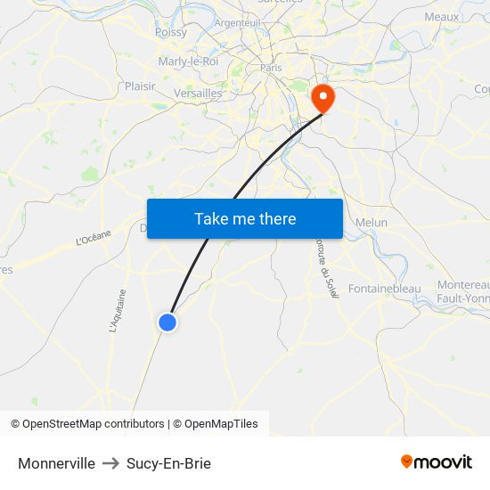 Monnerville to Sucy-En-Brie map