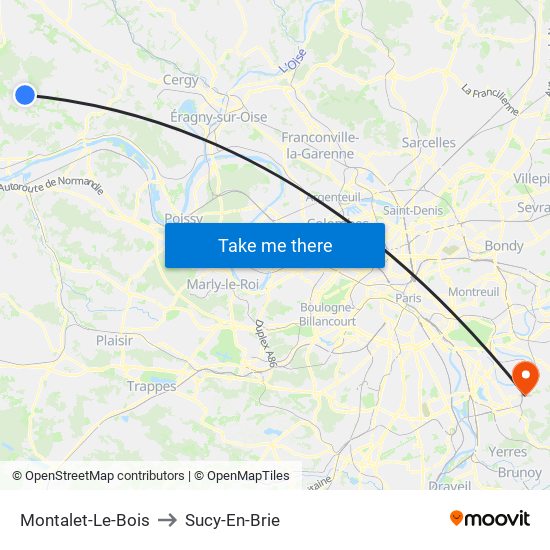 Montalet-Le-Bois to Sucy-En-Brie map