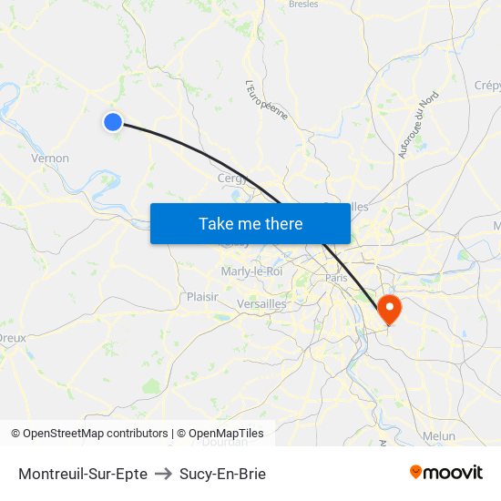 Montreuil-Sur-Epte to Sucy-En-Brie map