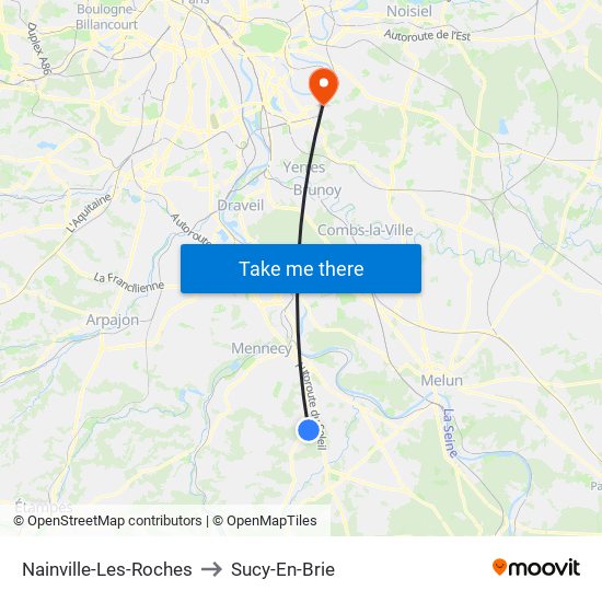 Nainville-Les-Roches to Sucy-En-Brie map