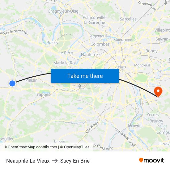 Neauphle-Le-Vieux to Sucy-En-Brie map