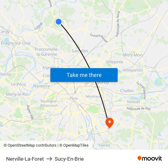 Nerville-La-Foret to Sucy-En-Brie map