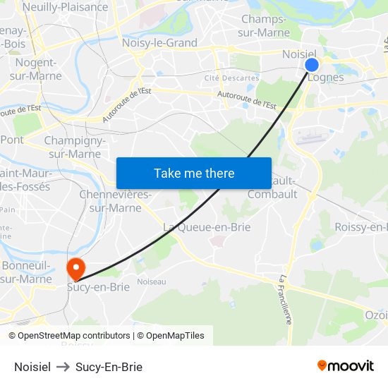 Noisiel to Sucy-En-Brie map