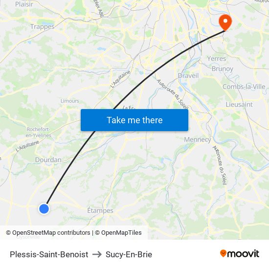 Plessis-Saint-Benoist to Sucy-En-Brie map