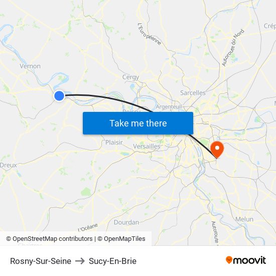 Rosny-Sur-Seine to Sucy-En-Brie map