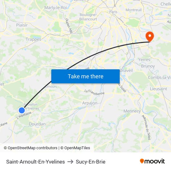 Saint-Arnoult-En-Yvelines to Sucy-En-Brie map