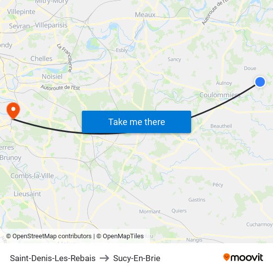 Saint-Denis-Les-Rebais to Sucy-En-Brie map