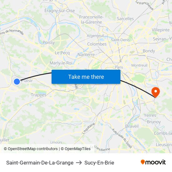 Saint-Germain-De-La-Grange to Sucy-En-Brie map