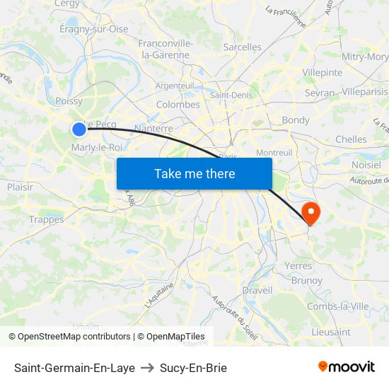 Saint-Germain-En-Laye to Sucy-En-Brie map