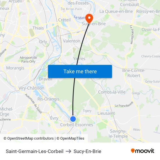 Saint-Germain-Les-Corbeil to Sucy-En-Brie map